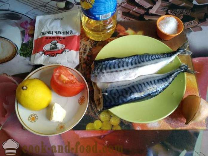 Makrela zapečená s rajčaty a citron ve fólii - jako pečené makrely s citronem v troubě, se krok za krokem recept fotografiích