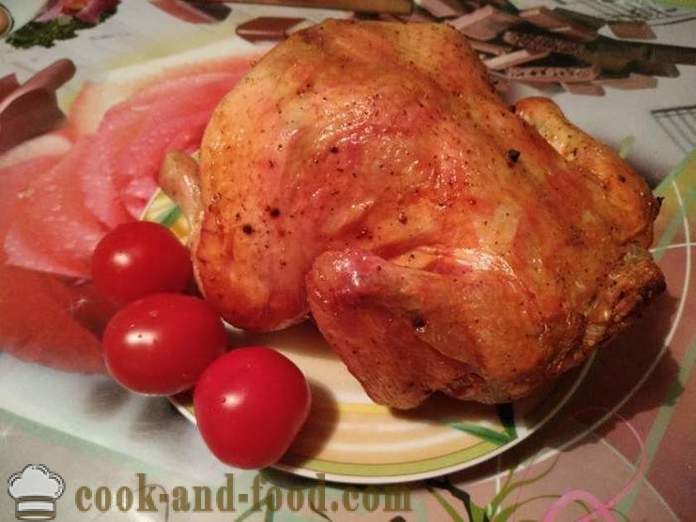 Pečené kuřecí zcela na bance - jako lahodné pečené kuře v celé trouby, krok za krokem recept fotografiích