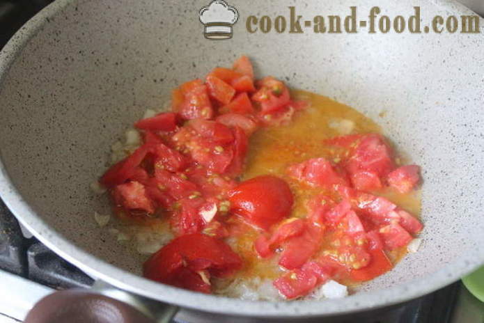 Italské těstoviny s rajčaty a ryby - Jak vařit těstoviny s rybami a rajčaty, krok za krokem recept fotografiích