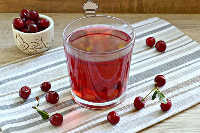 Domácí cherry kompot - jak vařit cherry kompot s jam, krok za krokem recept fotografiích
