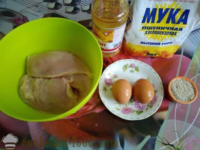 Lahodné kuřecí kotlety na pánvi - oba lahodný vařit kotlety kuřecí prsa v těstíčku, s krok za krokem recept fotografiích