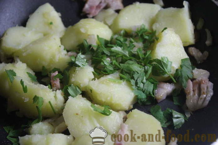 Chutné brambory s česnekem a slaninou - jak vařit lahodný nové brambory, krok za krokem recept fotografiích