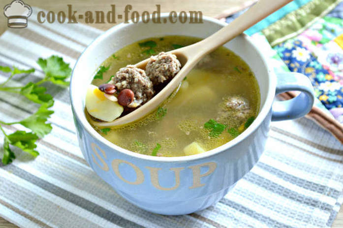 Fazolová polévka s knedlíčky a brambory - jak vařit fazolová polévka s červenými fazolemi, krok za krokem recept fotografiích