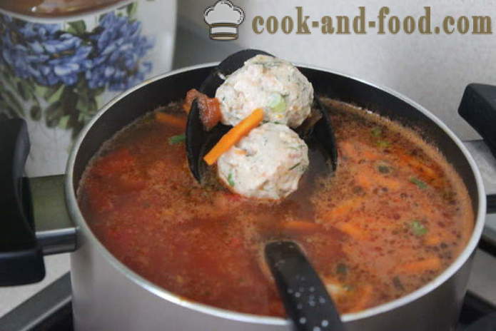 Fazolová polévka s masovými kuličkami - jak vařit polévku s fazolemi a karbanátky, krok za krokem recept fotografiích