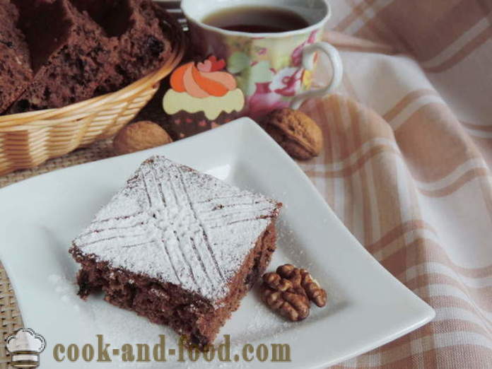 Borůvkový koláč s ořechy - Jak se dělá borůvkový koláč s ořechy a kakao, se krok za krokem recept fotografiích