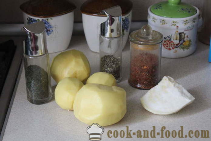 Brambory a celer v troubě - jako chutné zeleniny pečeme v troubě, s krok za krokem recept fotografiích