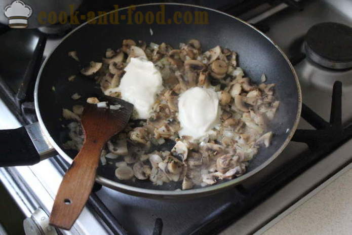 Těstoviny nadívané skořepin s mletého houby - jak dělat plněné těstoviny skořepin v troubě, se krok za krokem recept fotografiích