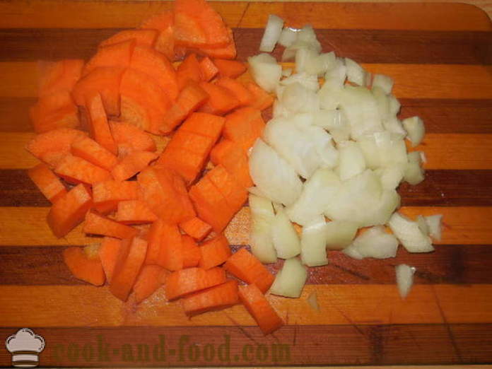 Solyanka s uzenin a brambor v multivarka - jak vařit lahodný klobása s bramborami, krok za krokem recept fotografiích
