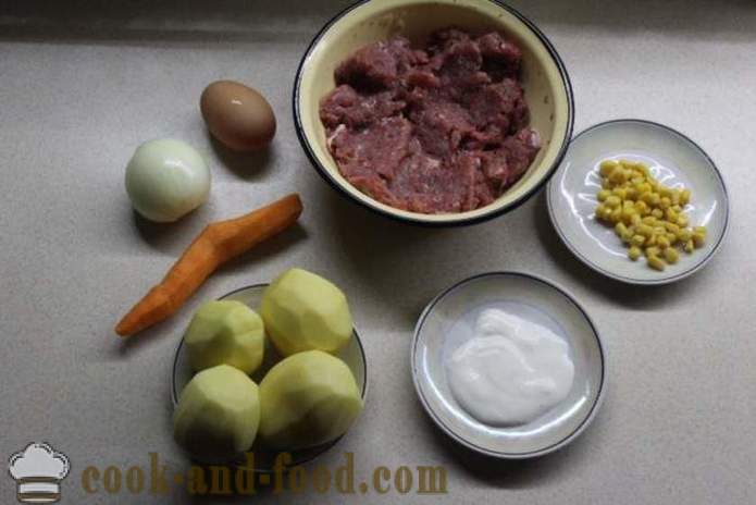 Karbanátky pečené v troubě s bramborami a zeleninou - jak vařit karbanátky v troubě, se krok za krokem recept fotografiích