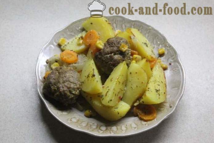Karbanátky pečené v troubě s bramborami a zeleninou - jak vařit karbanátky v troubě, se krok za krokem recept fotografiích