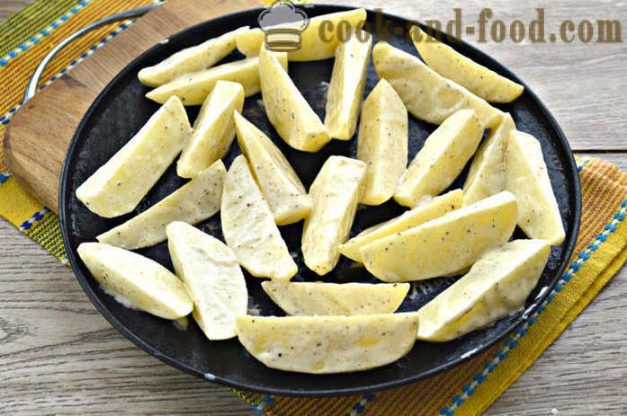 Brambory s majonézou v troubě - například pečené brambory v troubě s majonézou, krok za krokem recept fotografiích