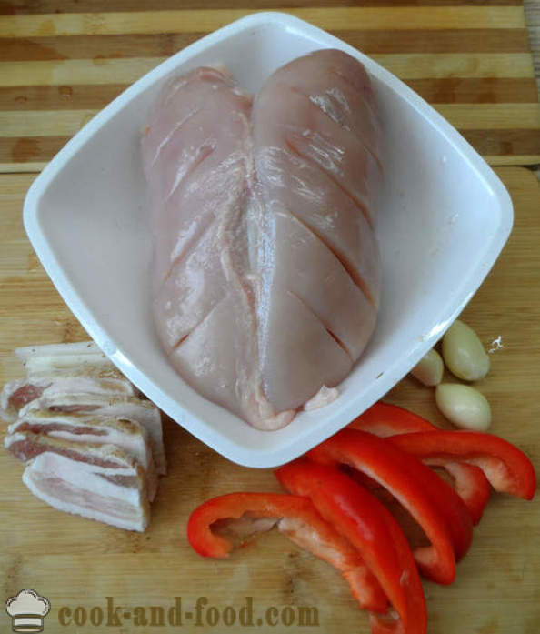 Nadívané kuřecí prsa s pivem - jak vařit kuřecí prsa v troubě, se krok za krokem recept fotografiích