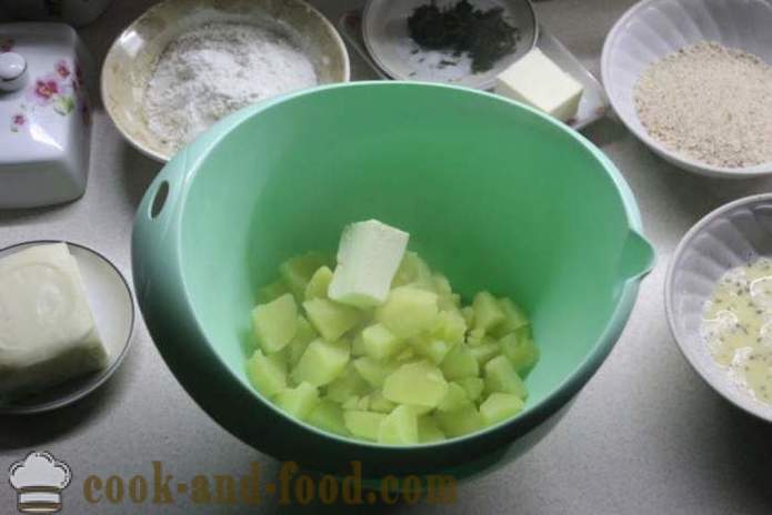 Koule brambory se sýrem a bylinkami v oleji - jak se bramborové kuličky se sýrem, krok za krokem recept fotografiích