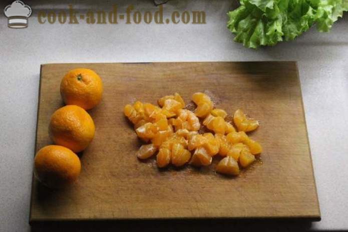 Novoroční salát s kuřecím masem a mandarinky - jak připravit salát s kuřecím masem a mandarinky, krok za krokem recept fotografiích