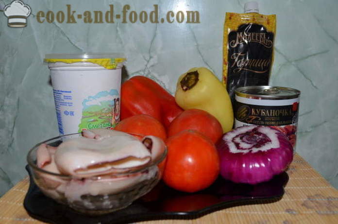 Salát s fazolemi a chobotnice - Jak připravit salát s chobotnice a fazole, se krok za krokem recept fotografiích