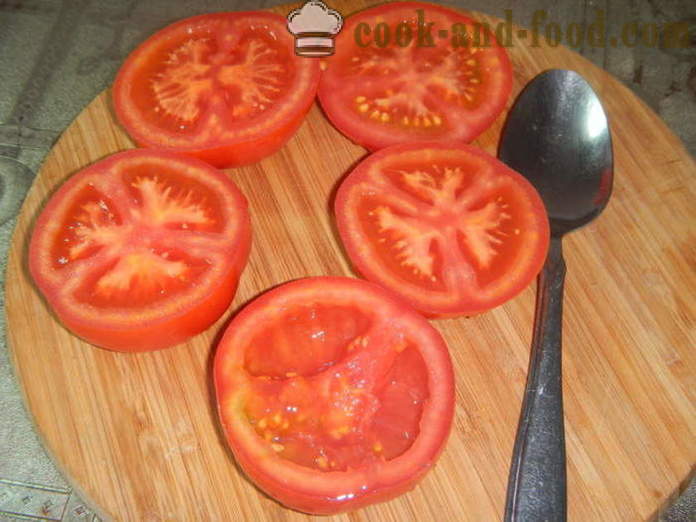 Rajčata plněné mletým masem v troubě - jak dělat plněná rajčata, krok za krokem recept fotografiích