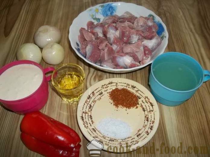 Komor kuře dušené ve smetaně v pánvi - jak vařit lahodné kuřecí komory, krok za krokem recept fotografiích