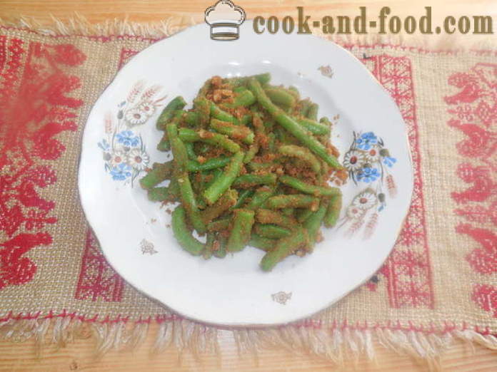Zelené fazolky na pánvi - jak vařit lahodný zelené fazole, krok za krokem recept fotografiích