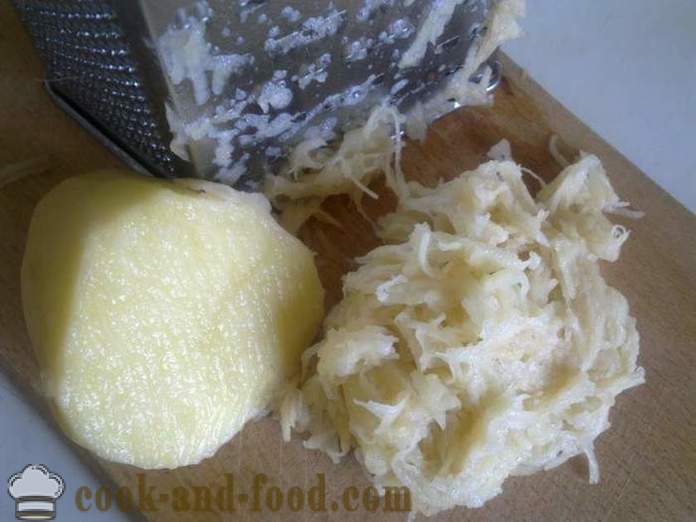Kastrol nastrouhané syrové brambory se sýrem a česnekem - jak vařit lahodné hrnec brambor v troubě, se krok za krokem recept fotografiích