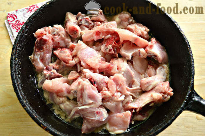 Chutný omáčka z kuřecího masa do těstovin nebo pohanky - jak vařit lahodné kuřecí omáčku, krok za krokem recept fotografiích