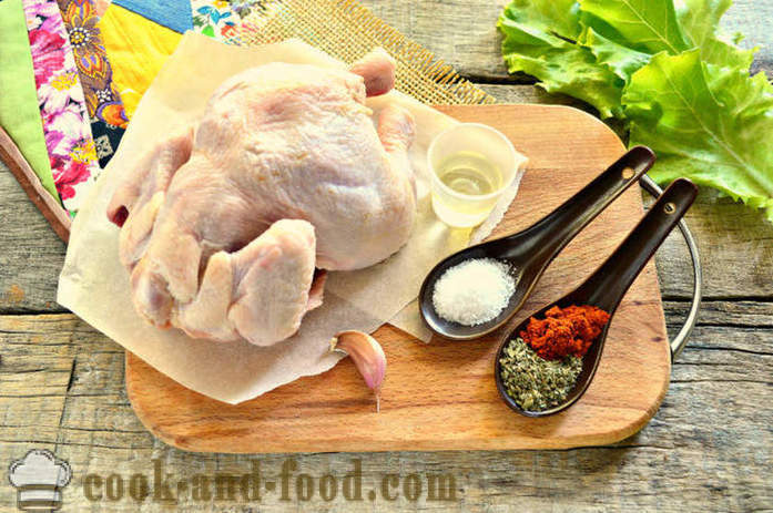 Kuře pečené v objímce úplně - jak se peče kuře v troubě, se krok za krokem recept fotografiích