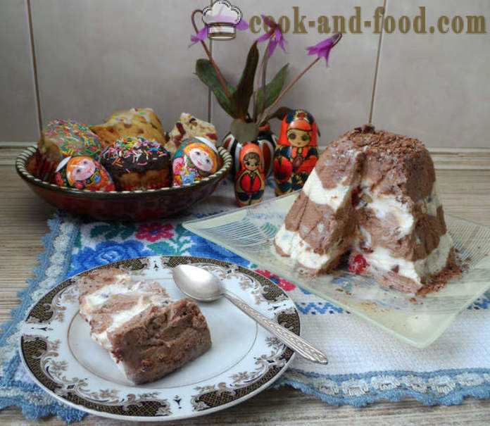 Car Easter tvaroh s čokoládou, kondenzovaným mlékem a bez vejce - jak vařit královské Velikonoce doma krok za krokem recept fotografiích