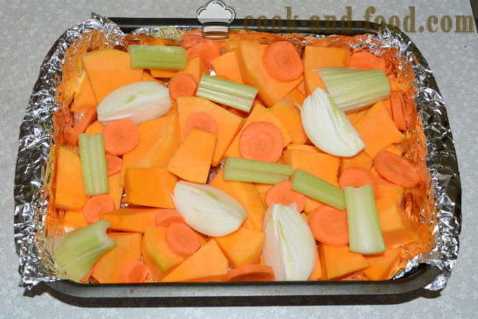 Krém z dýně, mrkve a celeru bez krému - jak vařit lahodné dýňová polévka, krok za krokem recept fotografiích