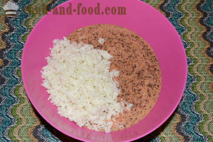 Delicious kastrol jater s rýží - jak vařit jater kastrol do trouby s krok za krokem recept fotografiích