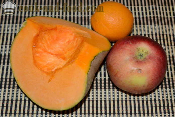 Dýně salát s jablky a rozinkami s pomerančovou omáčkou - jak vařit dýně salát s jablky, krok za krokem recept fotografiích