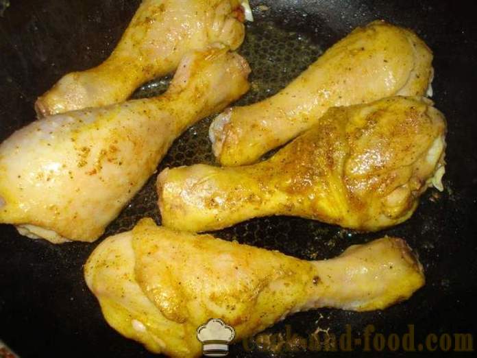 Kuřecí stehno v sojové omáčce - obojí lahodný vařit kuřecí paličky na pánvi, krok za krokem recept fotografiích