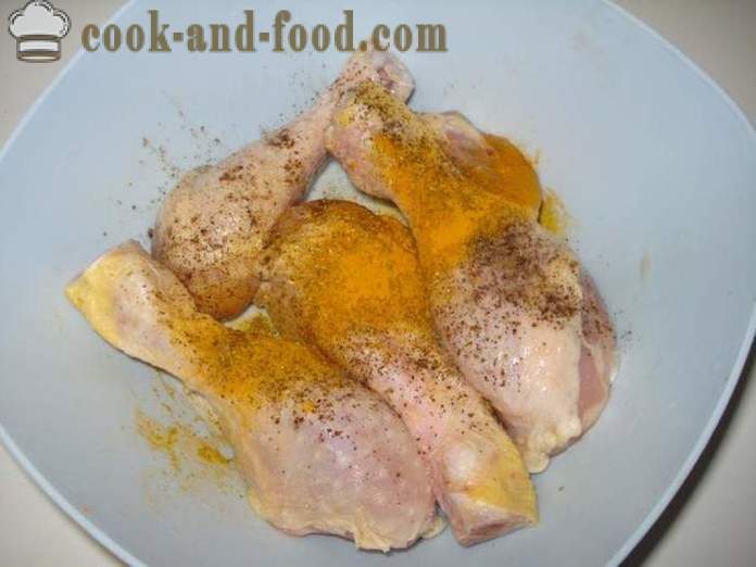 Kuřecí stehno v sojové omáčce - obojí lahodný vařit kuřecí paličky na pánvi, krok za krokem recept fotografiích