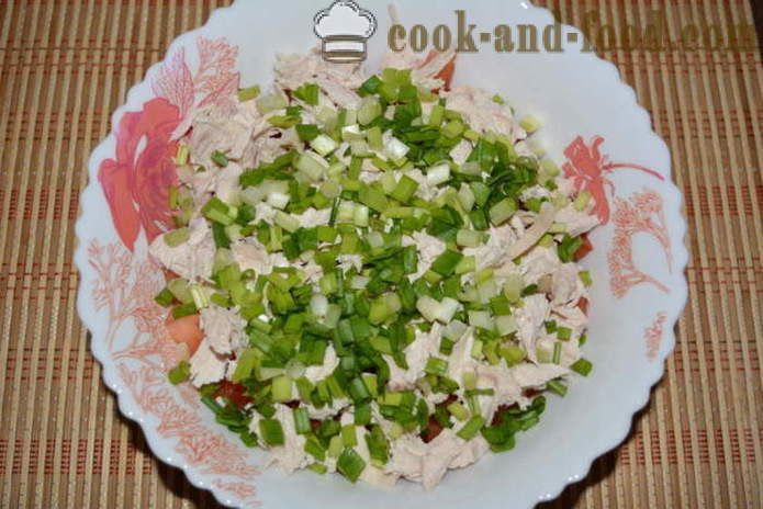 Lahodný salát s avokádem a kuřecím masem - jak připravit salát s avokádem a kuře, se krok za krokem recept fotografiích