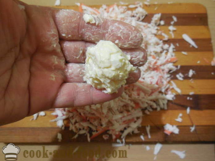 Raffaello salát z krabích tyčinek - jak vařit krab Raffaello, krok za krokem recept fotografiích