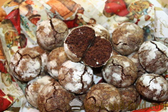 Popraskané čokoládové sušenky - jak se dělá sušenek doma krok za krokem recept fotografiích