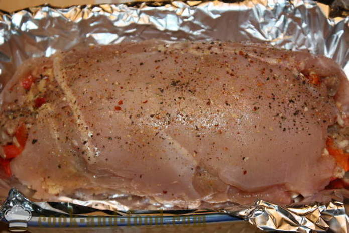 Sekaná kuřecí prsa plněná žampiony a mletého masa v troubě - jak vařit sekanou doma krok za krokem recept fotografiích