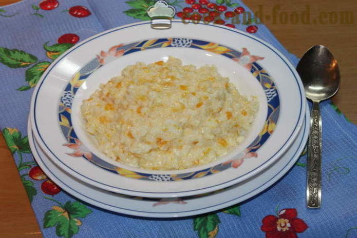 Rýžová kaše s dýní na mléko - jak se vaří rýže kaše s dýní na talíři, se krok za krokem recept fotografiích
