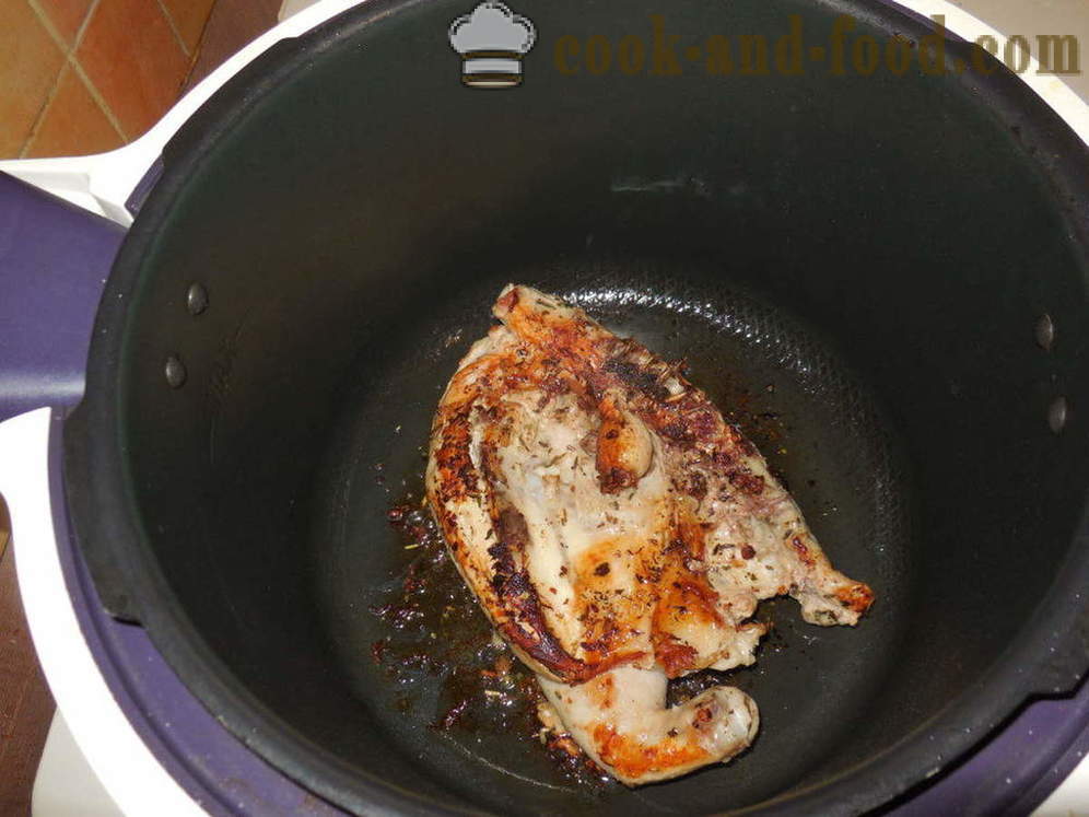 Kuře tabák multivarka - jak vařit kuře v tabákovém multivarka sporák, krok za krokem recept fotografiích