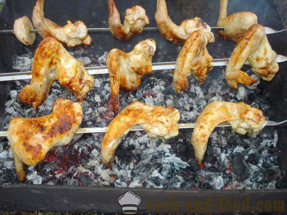 Špízy z kuřecích křídel - jak vařit špízy kuřecích křídel, krok za krokem recept fotografiích