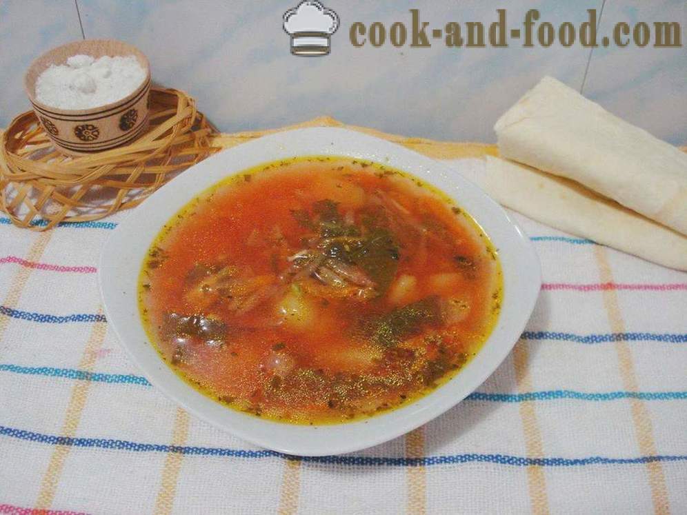 Zeleninová polévka s šťovík - jak vařit polévku s šťovíku, krok za krokem recept fotografiích