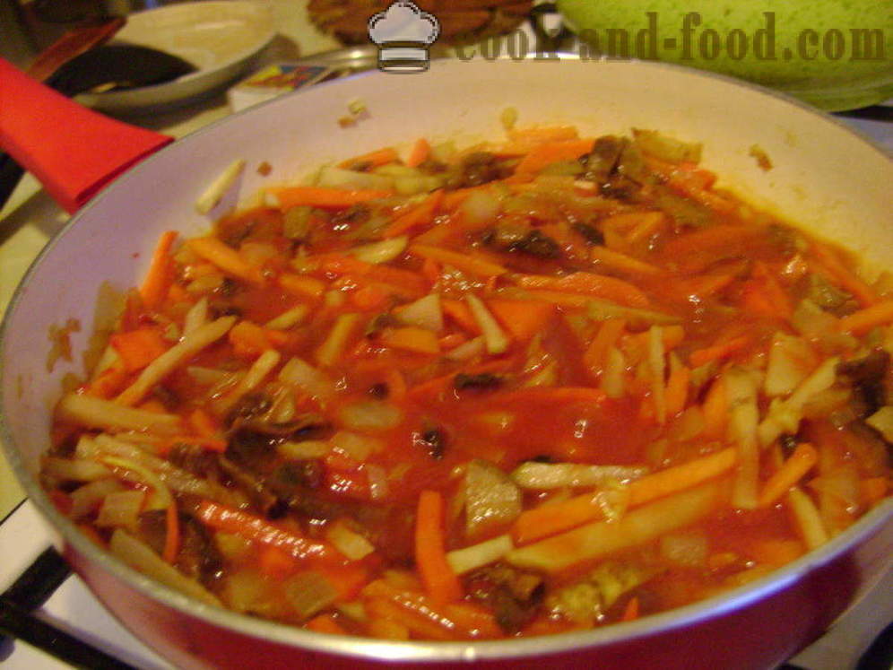 Zeleninová polévka s houbami a fazole - jak vařit polévku s houbami, krok za krokem recept fotografiích