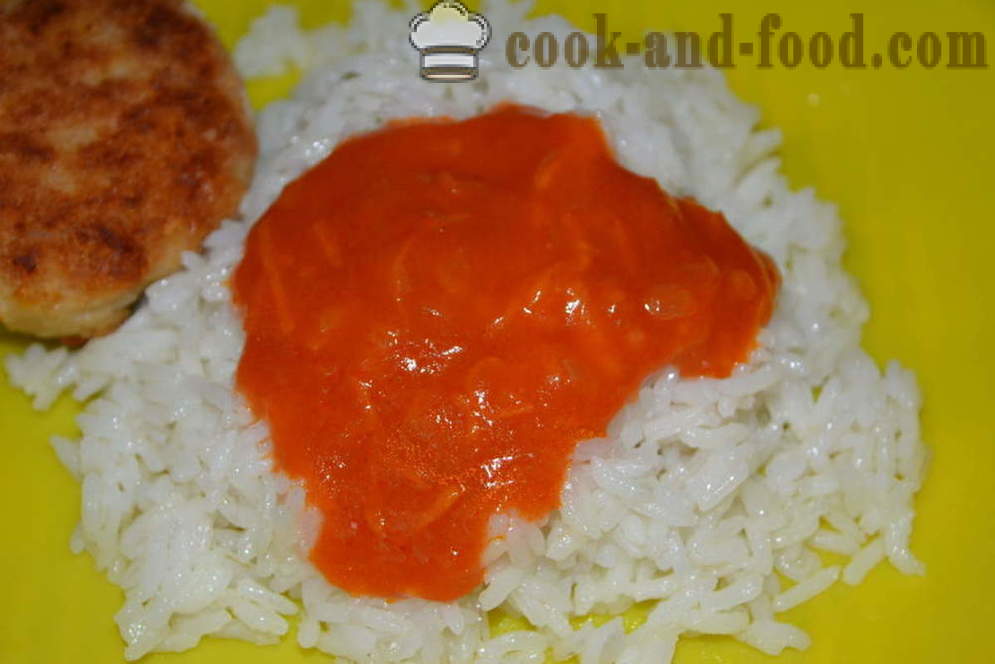 Quick-omáčka omáčka s rajčatovým protlakem v mikrovlnné troubě - jak vařit rajskou omáčku, omáčku v mikrovlnné troubě, krok za krokem recept fotografiích