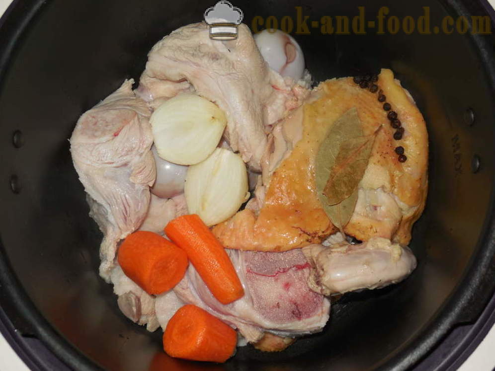 Domácí rosolu kuře bez želatiny - jak se připravit želatinizované kuřecí a vepřové multivarka sporák, krok za krokem recept fotografiích