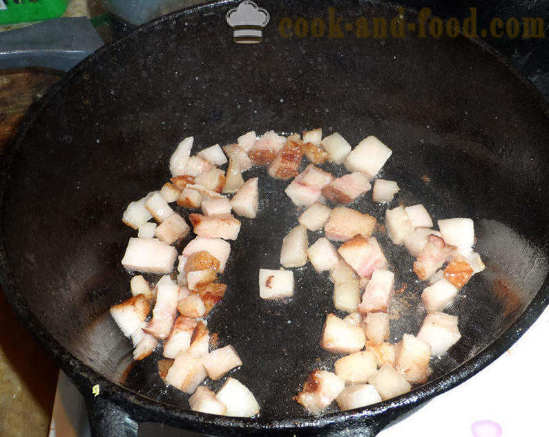 Bigus se zelím, masem a žampiony - jak správně vařit Bigus, krok za krokem recept fotografiích