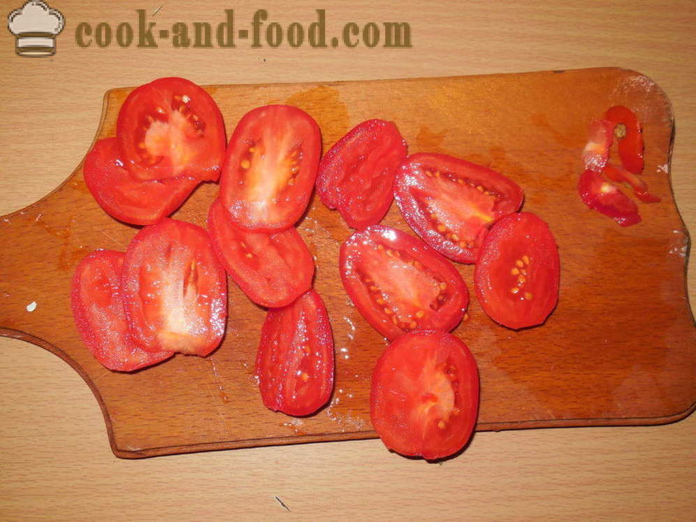 Lilku zapečené s masem a rajčaty - jako pečený lilek s masem v troubě, s krok za krokem recept fotografiích