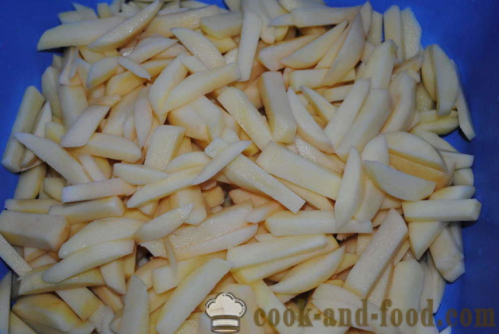 Pečené brambory se sýrem a houbami - obě chutné pečené brambory v troubě, se krok za krokem recept fotografií