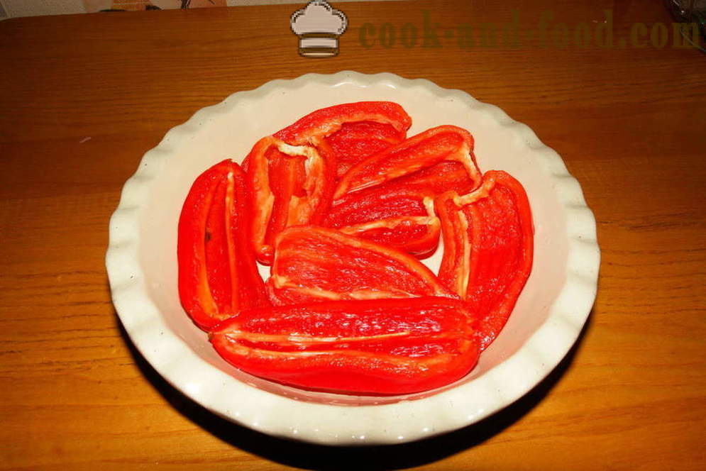 Dietní plněné papriky pečené v troubě - jak vařit plněné papriky s masem a rýží, s krok za krokem recept fotografiích