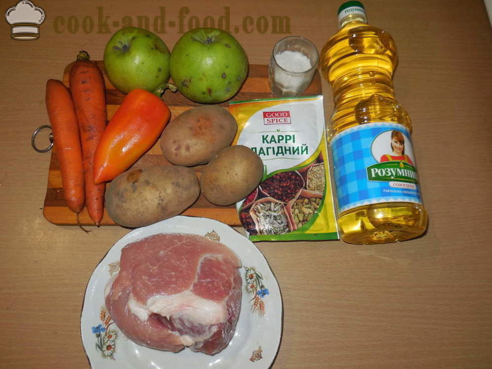 Dušené maso s masem a brambory - jak vařit pečeni v troubě, se krok za krokem recept fotografiích