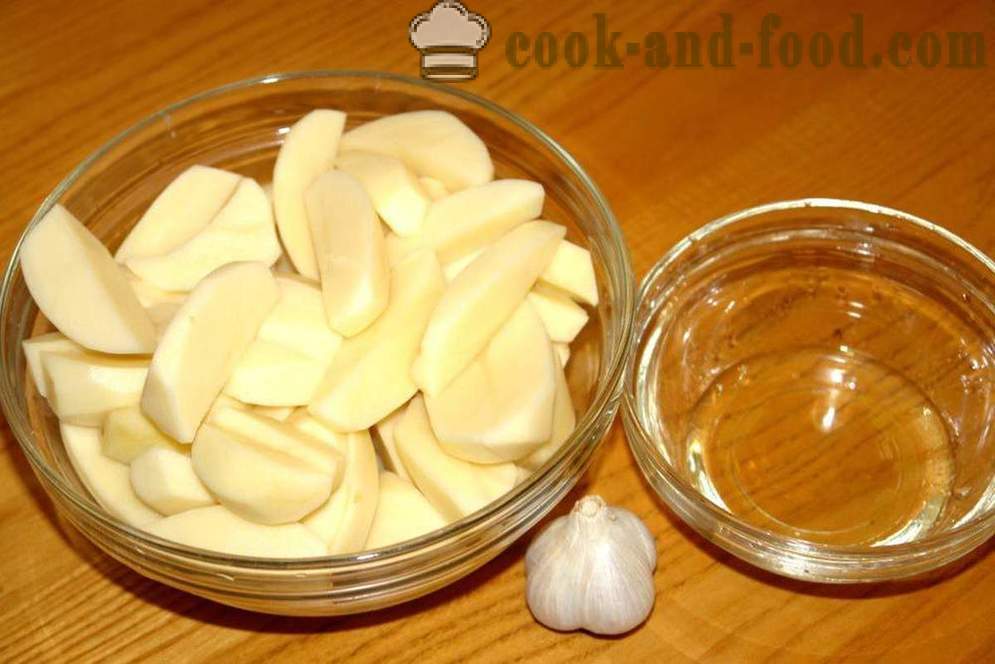 Brambory pečené v troubě - jako pečené bramborové plátky v troubě, se krok za krokem recept fotografiích
