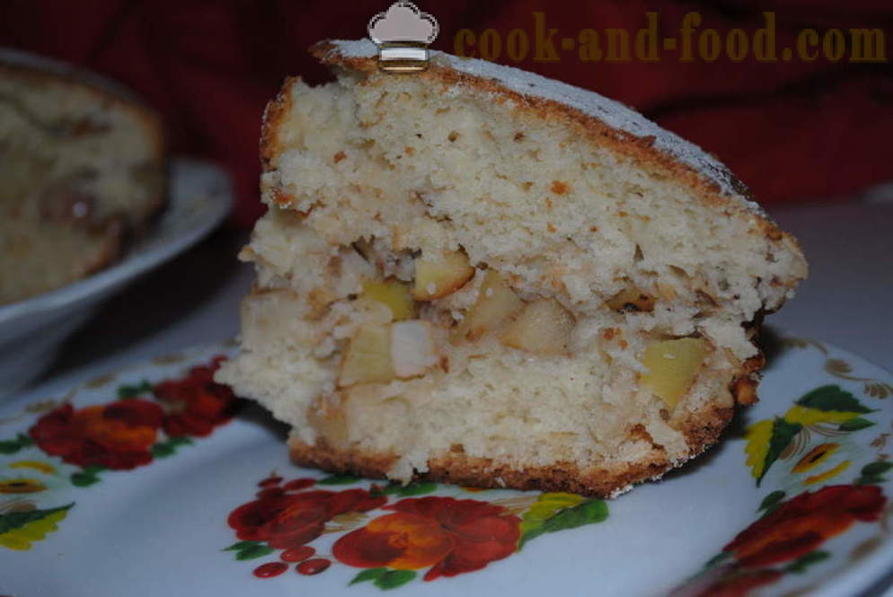 Perník dort na kefíru s jablky a ořechy - jak vařit dort s kefír, krok za krokem recept fotografiích