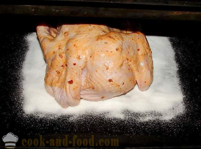 Kuře sůl v troubě - jak vařit kuře sůl, krok za krokem recept fotografiích